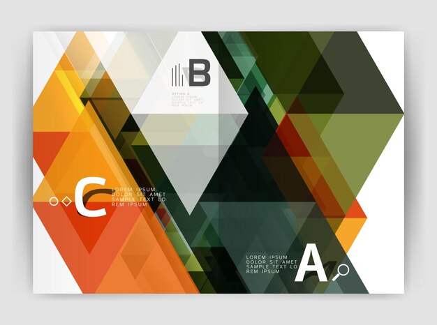 Abstract background with color triangles annual report print backdrop Vector design for workflow layout diagram number options or web design