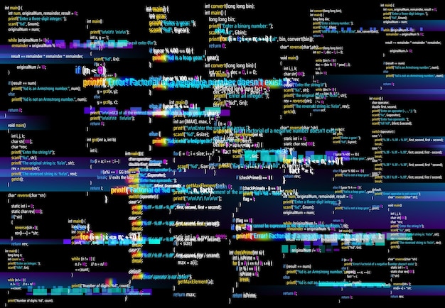 Abstract background with glitched program code