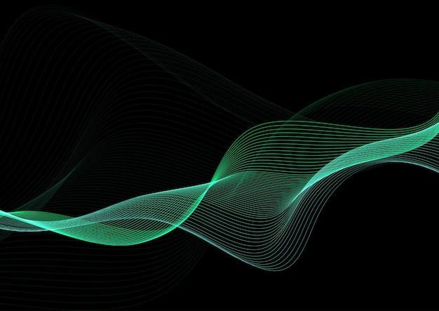 Abstract background with green flowing lines design