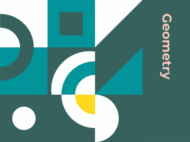 Abstract background with half circle square line dot wave geometric textures, memphis style