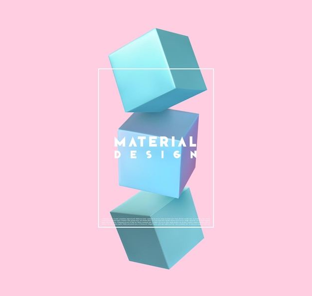 Abstract background with Realistic 3d shapes objects cube. Creative Minimal design poster. art trendy. Pattern with geometric figures square cube. vector illustration