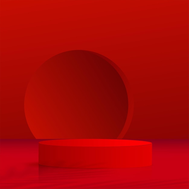 abstract background with red color geometric 3d podiums. vector illustration