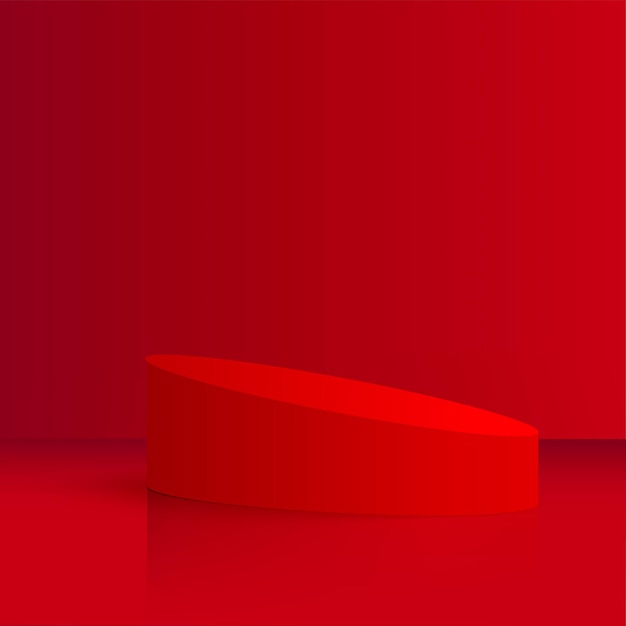 abstract background with red color geometric 3d podiums. vector illustration