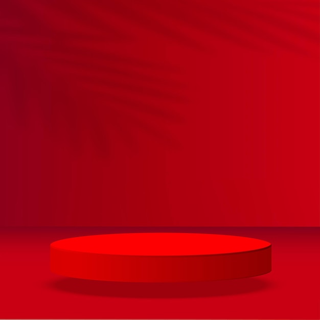 abstract background with red color geometric 3d podiums. vector illustration.