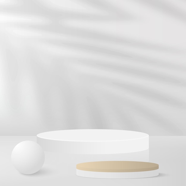 Abstract background with white color geometric 3d podium