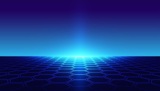 Abstract Backgrounds hexagon horizon blue 80's 90's retro Vector virtual world game virtual reality