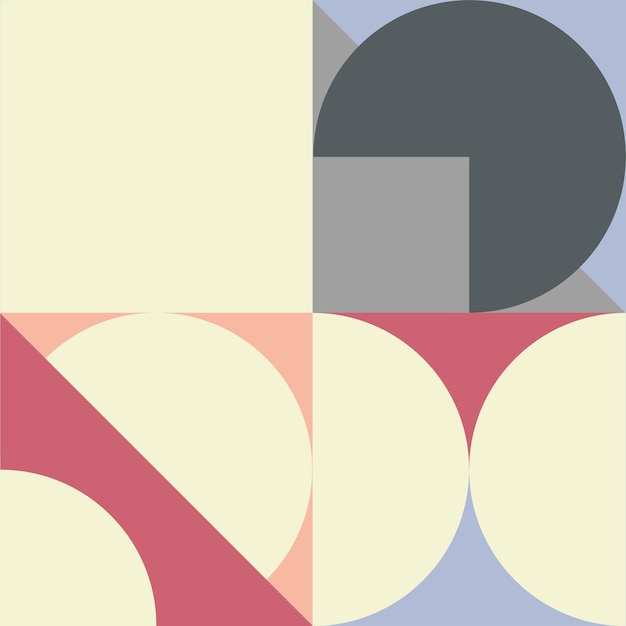 Abstract Bauhaus geometric pattern background, vector circle, triangle and square lines.