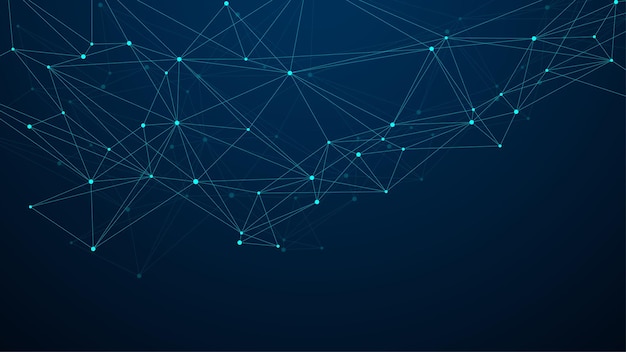Abstract Big Data visualization digital network connection concept background. Artificial intelligence and engineering technology. Global network, Lines plexus, minimal array. Vector illustration.