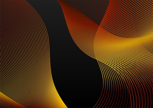 abstract black and gold lines background with light effect