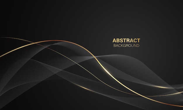 Abstract black gold light luxury wave curve with blank space for text place design modern creative background vector