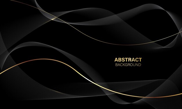 Abstract black gold light luxury wave curve with blank space for text place design modern vector