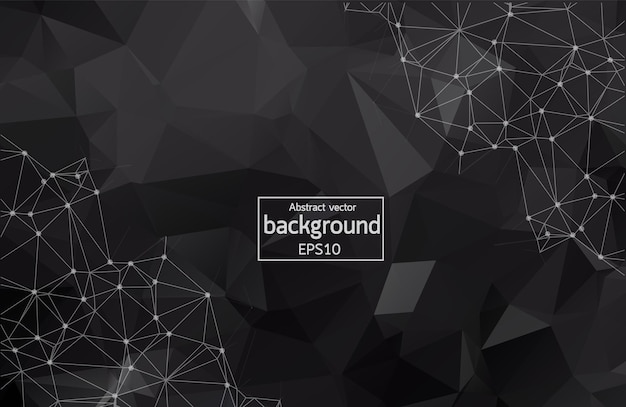 Abstract Black Polygonal Space Background with Connecting Dots and Lines Connection structure Vector science background Polygonal vector background Futuristic HUD background