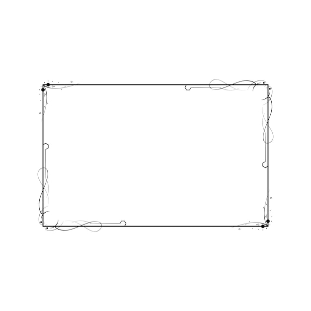 Abstract Black Simple Line Rectangular Frame Doodle Outline Element Vector Design Style Sketch