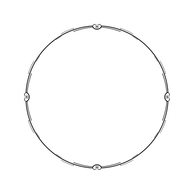 abstract black simple line round circle with leaf leaves frame flowers doodle outline element vector