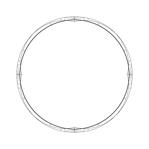 abstract black simple line round circle with leaf leaves frame flowers doodle outline element vector