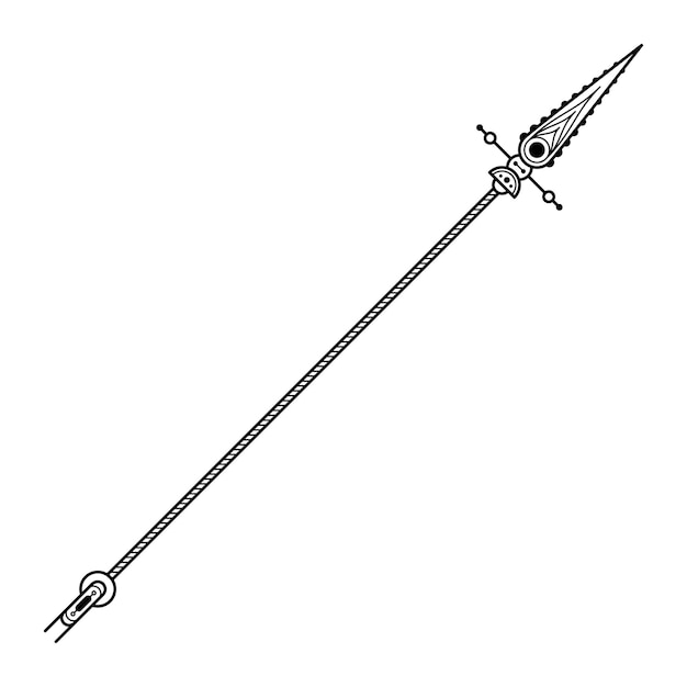 abstract black simple line spear weapon doodle outline element vector design style sketch isolated