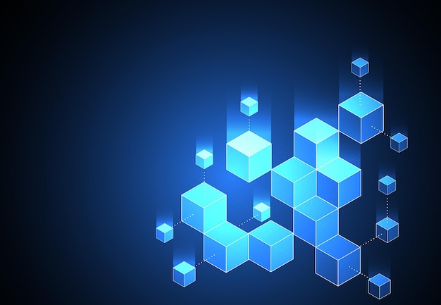 Abstract blockchain digital technology concept Big data design Vector illustration