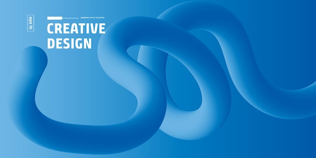 Abstract Blue 3D Wave Creative Design Vector Template Background