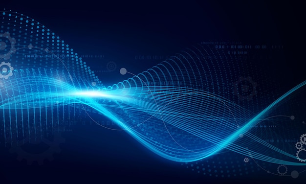 Abstract blue background poster with dynamic. technology network Vector illustration.