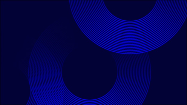 Abstract blue circular wave pattern with curved lines on a dark background