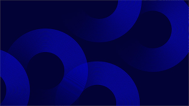 Abstract blue circular wave pattern with curved lines on a dark background
