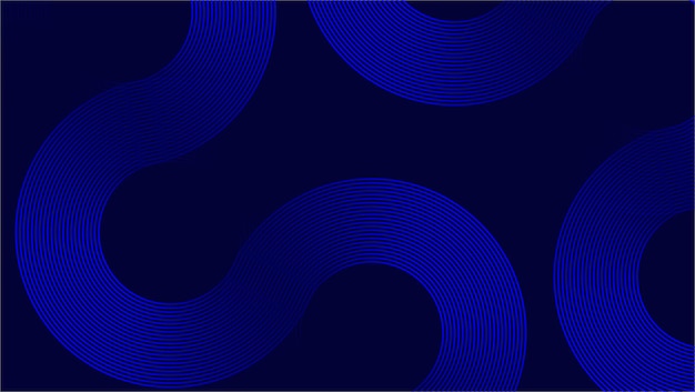 Abstract blue circular wave pattern with curved lines on a dark background