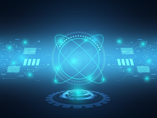 Abstract blue futuristic technology background data transfer with circuit