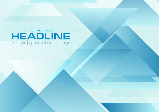 Abstract blue geometric triangles background Vector tech design