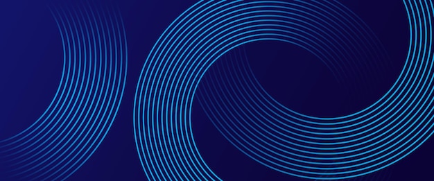 Abstract blue glowing geometric lines on dark blue background Modern shiny blue circle lines