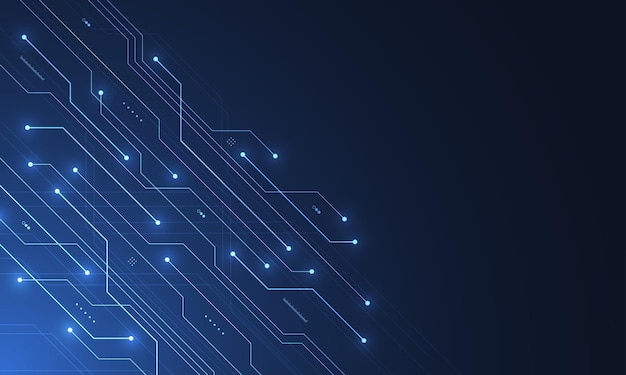 Abstract blue glowing line technology circuit board background design Communication