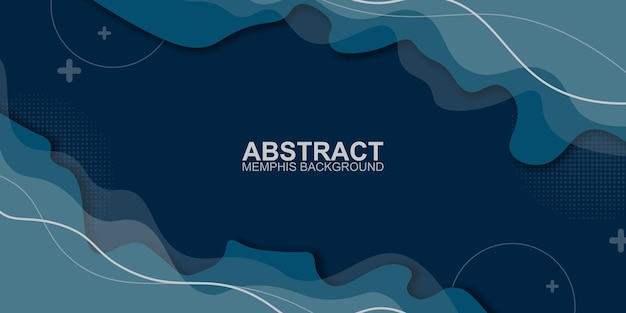 Abstract blue halftone memphis with gray lines and circle banner background Vector illustration