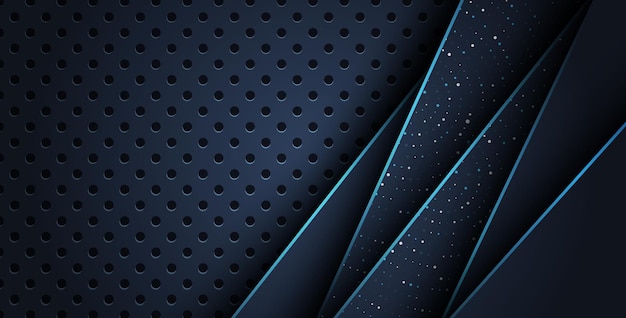 abstract blue line overlap on glitters dots luxury with dark circle mesh modern background eps10 vector