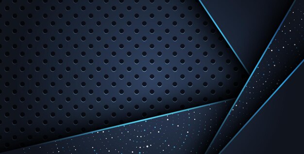 abstract blue line overlap on glitters dots luxury with dark circle mesh modern background eps10 vector