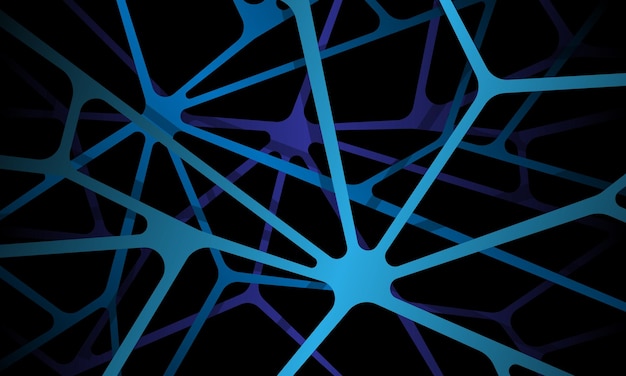 abstract blue metallic line crack overlap on black background pattern vector