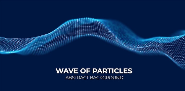 Abstract blue particle background Flow wave with dot landscape Digital data structure
