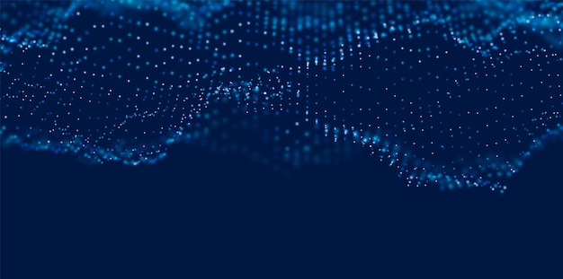 Abstract blue particle background Flow wave with dot landscape