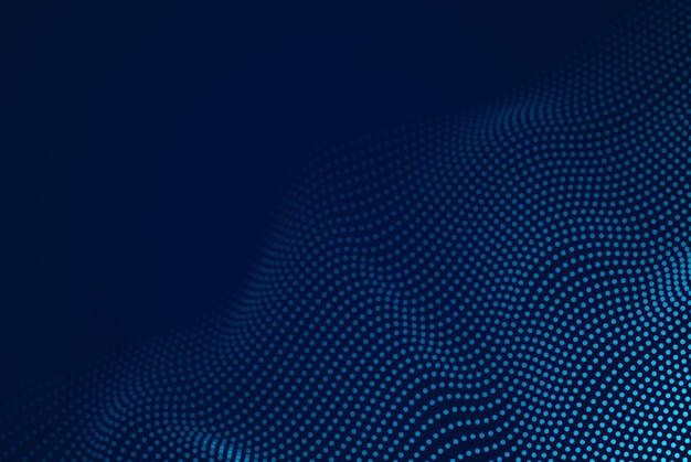 Abstract blue particles background Stream wave with dot landscape Technology vector illustration
