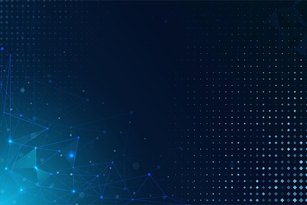 Abstract blue polygon technology networks background with blue lines and dots