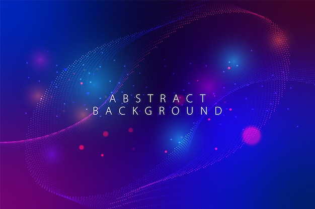 Abstract Blue Purple Background with Particles and Waves