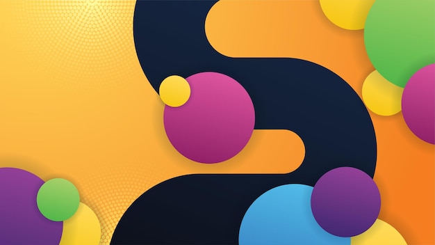 Abstract blue yellow and pink background with waves and circles