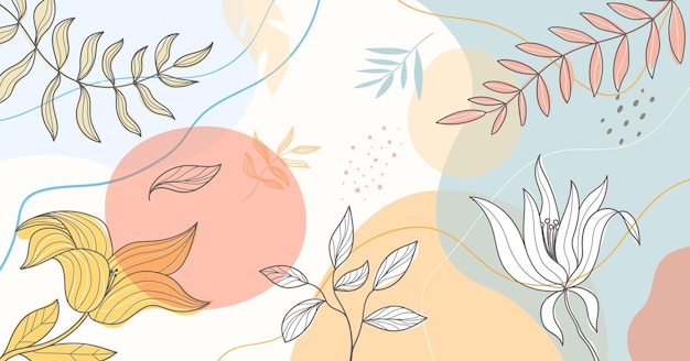 Abstract botanical floral line art background