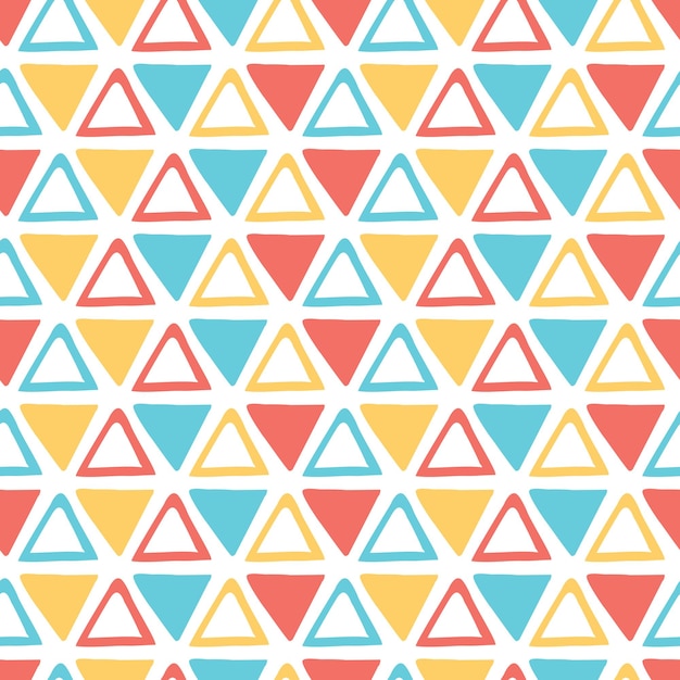Abstract bright colorful triangle seamless hand painted pattern