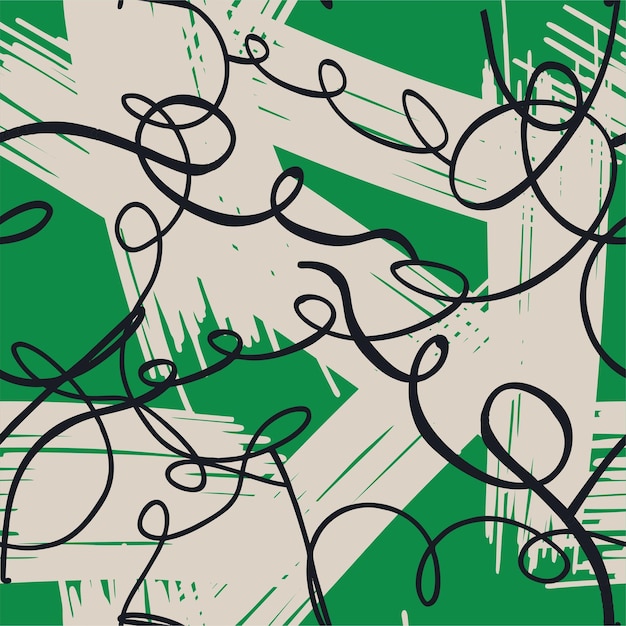 Abstract brush lines stroke painting seamless pattern illustration Modern paint line background
