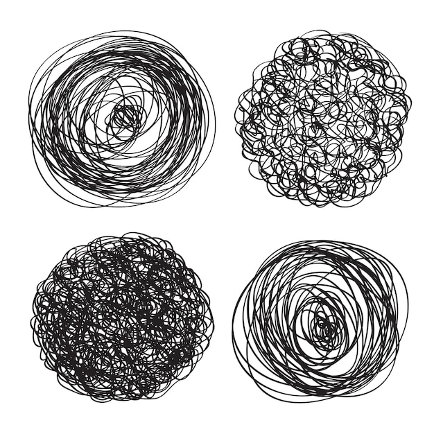 Abstract chaotic round brush strokes sketch