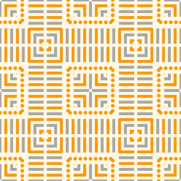 Abstract checkered geometric seamless pattern with dots. Striped square mosaic, tile background