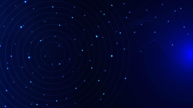Abstract circle lines with polygon and wave flow for network connection and Big data visualization
