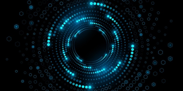 abstract circles with a black background and a circle with a blue center