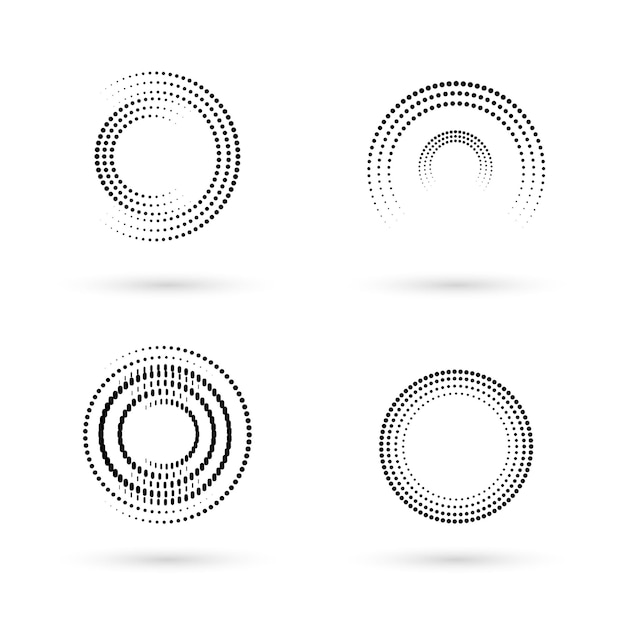 abstract circular halftone design decorative background set