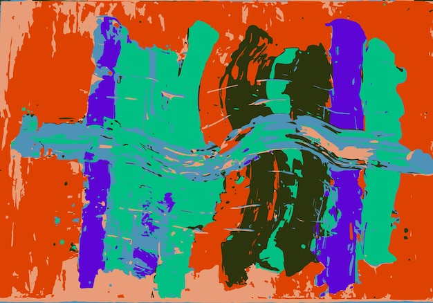 Abstract color painting red blue green black Vector illustration for background design