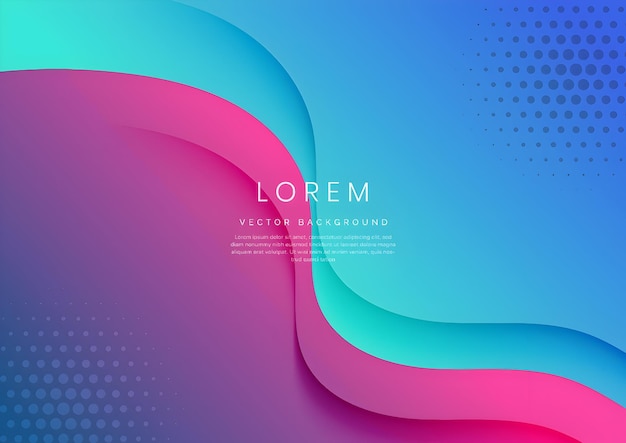 Abstract colorful background with wave and halftone design